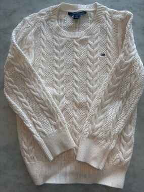 Tommy Hilfiger Off White Cable-Knit Crew Sweater